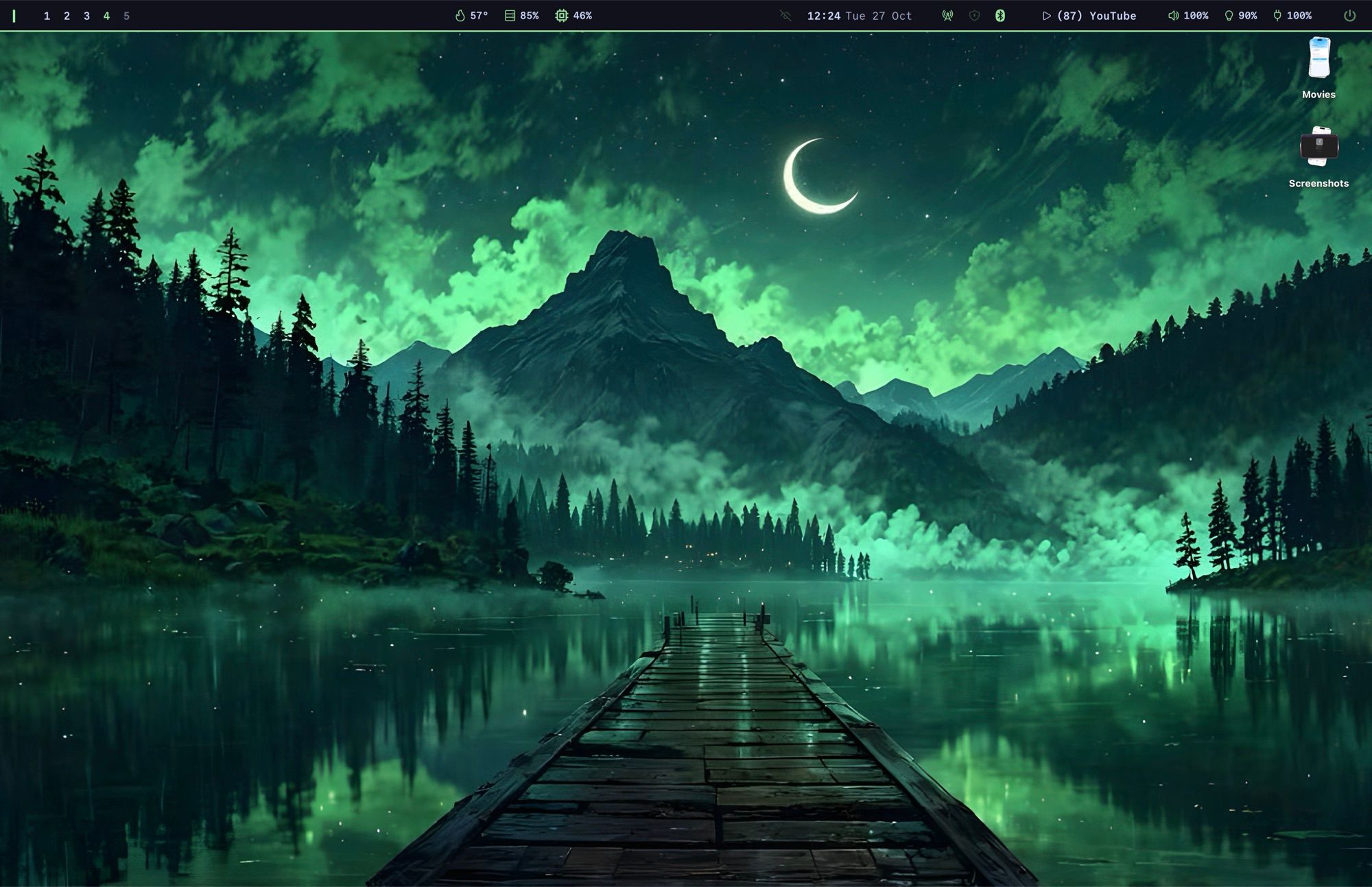 The same Quickshell bar on macOS, run by Laumei