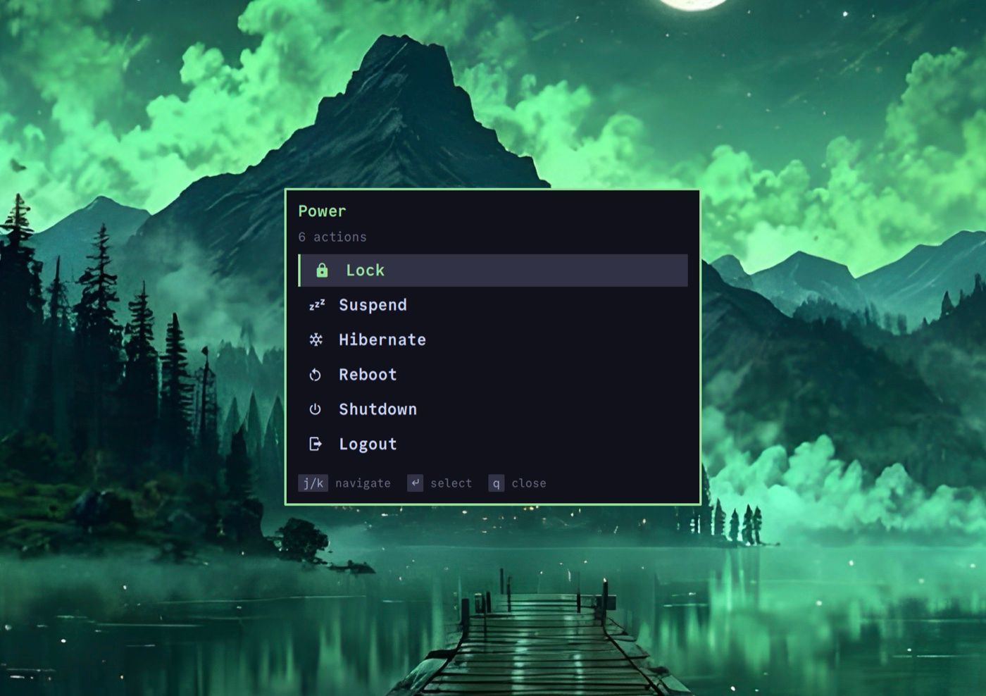 Power menu
